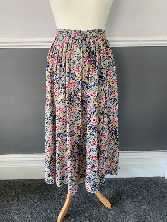 Vintage Floral Button Down Skirt - image 2