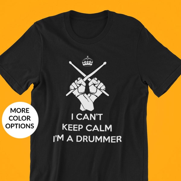 Non riesco a mantenere la calma, sono una maglietta da batterista, una maglietta da batterista, una maglietta divertente da batterista, una maglietta da batterista, una maglietta con musica rock