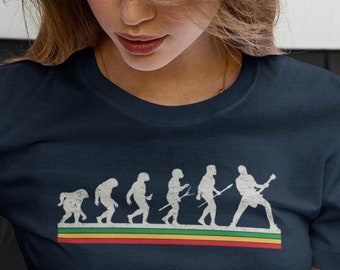 Guitar player shirt, Evolution Of Guitar, prehistoric man to modern man rocking guitar tshirt, t-shirt,tee