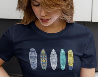 Surfboard Graphic T-Shirt, Beach Summer Surf Tee