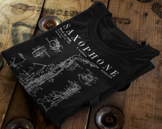 Vintage Patent Print Saxophone Player T-Shirt Vintage Patent Print Saxophone Player T-Shirt