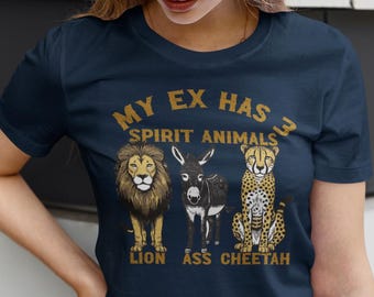Funny Divorce Graphic T-Shirt – My Ex Has Spirit Animals