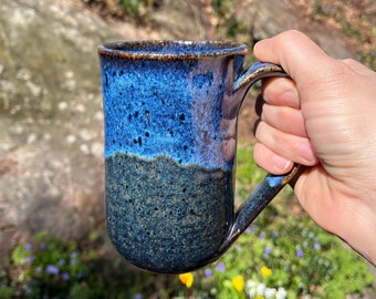 Ceramic Blue Large Pottery Mug Coffee Latte Tea Mug