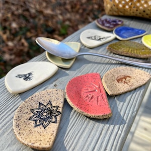 Handmade Ceramic Tea Spoon Rest Utensil Holder Tsp Rest Small Spoon Rest