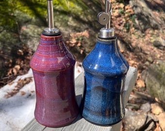 Oil Bottle Pottery Ceramic Olive Oil Decanter Cruet Dispenser Wheel Thrown