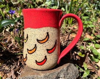 Ceramic Stoneware 16 Ounce Rainbow Banana Mug Going Banana’s Hand Painted Handmade Coffee Latte Tea Mug