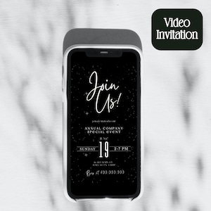 Video mobile elegant Business invitation template, Corporate event video text message invite, Party Animated video minimal phone invitation