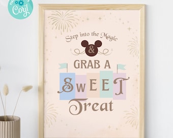 Bordsjabloon Gelukkigste verjaardag op aarde, bord Disneyland Sweet Traktatie, Mickey-verjaardagsdecor, bord Disneyland babyshowerdecoratie