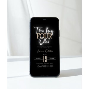 Elegant The big four Oh! birthday electronic invitation template, 40th birthday mobile invitation, women birthday, digital invitation