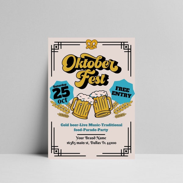 Oktoberfest Editable Flyer Editable template, October Fest Event Flyer, Fundraising Event Template, Printable Oktoberfest Invitation,