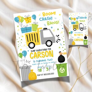 Editable and Printable Garbage Truck Birthday Invitation Template, Dump ...