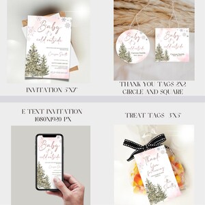 editable Baby It's Cold Outside Baby Shower bundle, Pink winter Bundle baby shower, Baby Shower invitation Game Pack, December Baby shower image 2