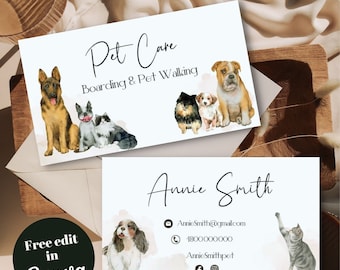 Editable and Printable Pet Sitting Business Card Template Pet - Etsy