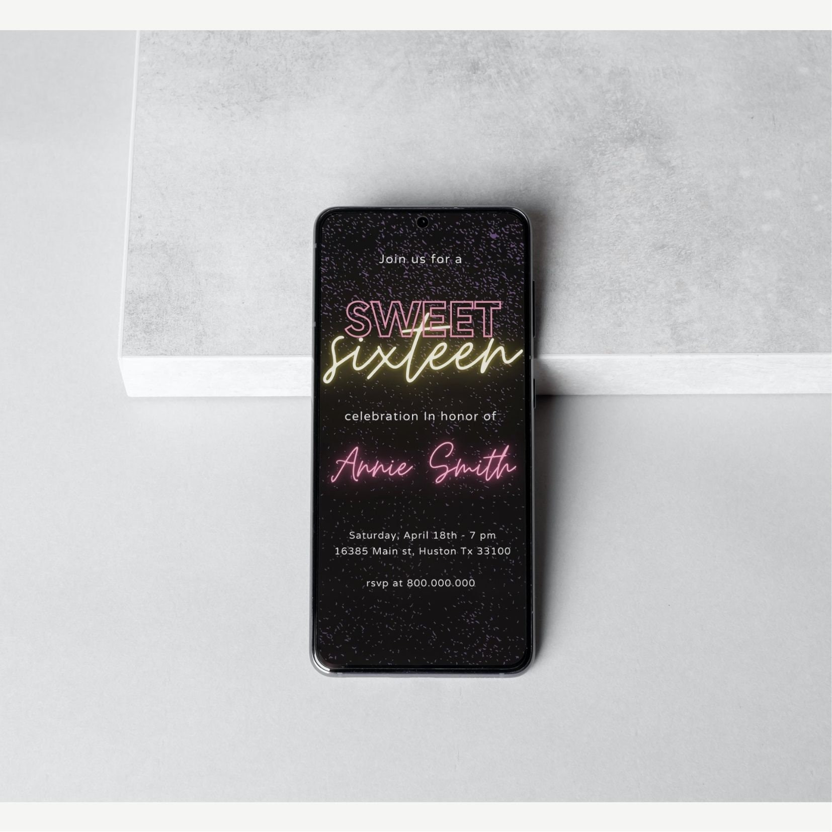 Printable and Electronic Sweet Sixteen Girl Birthday Invitation Template,  Elegant 16th Birthday Party Invite, Sweet Sixteen Teenage Party - Etsy, image size:1654x1654