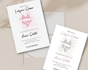 Minimalist and elegant Lingerie Bridal Shower invitation template, minimalist Bachelorette Party invite, Girls party Lingerie shower