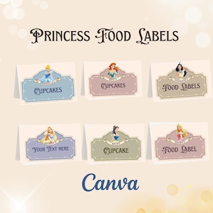 Disney Princess food Labels template, Little princess Party decoration, Princess theme party Food Tent, Princess party