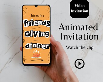 , Friendsgiving Lustig animierte Video Einladung, Thanksgiving Dinner Einladung Vorlage, Friendsgiving Lustig laden Sie Freunde ein