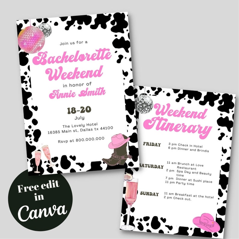 Editable and Printable Cowgirl Bachelorette Party Invite - Etsy