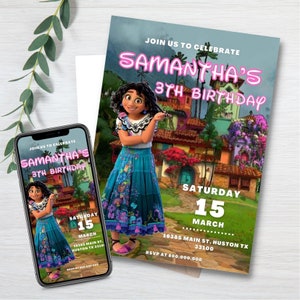 Printable and mobile Encanto birthday party invitation, Encanto happy birthday invite template, kid invitation party, instant download