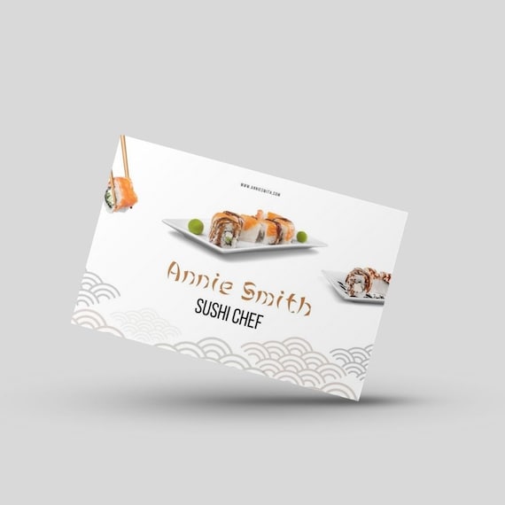 Editable and Printable Sushi Chef Business Card Template, Sushi