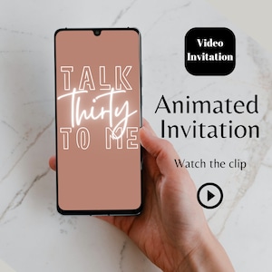 Electronic 30th Birthday video invitation template, Iphone video invite for her, talk thirty to me neon light birthday, women party invite