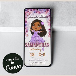 Mobile Drawing Encanto Isabella Birthday Invitation, Encanto Party Invite, phone Girl Encanto happy birthday, Encanto invitation customize
