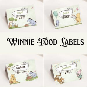 Winnie the Pooh food Labels editable template, Winnie the Pooh Party decoration, Winnie the Pooh party Food Tent, Winnie Baby shower party