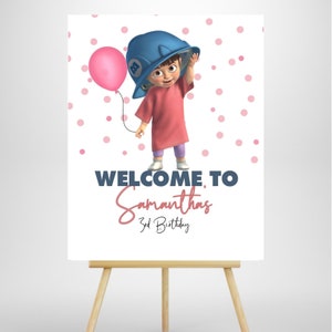 Plantilla de cartel de bienvenida para cumpleaños de niños de Monsters boo imprimible y editable, póster de feliz cumpleaños de Girl Monsters, suministros para fiestas de Girl Monsters
