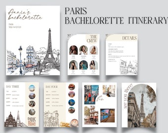 Editable and Printable Paris Bachelorette Weekend itinerary template, Trip to Paris Itinerary, Vacation to Paris, Weekend in Paris Planner