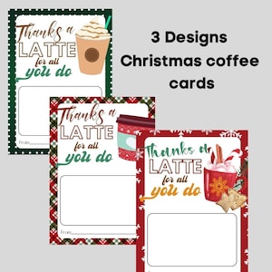 editable Thanks A Latte Gift Card Holder Printable Teacher Gift Employee Thank you Card Editable, christmas latte theme INSTANT DOWNLOAD