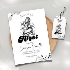 Editable and Printable Karaoke night Party invitation template, Karaoke birthday party invite, Karaoke party invite, Karaoke invitation