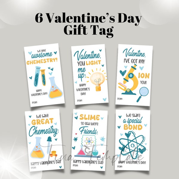 Editable Science Valentine Cards template, Science Kid Valentine Cards, School Valentine day Gift Tags, Printable Valentines, Chemistry Card