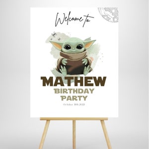 editable Baby kid birthday welcome sign template, Star theme any age kid birthday party supplies, welcome sign party template, canva edit