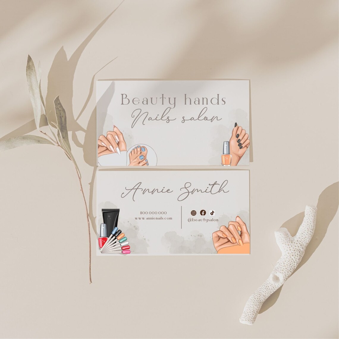 Editable and Printable Nail Tech Business Card Template Nails Etsy