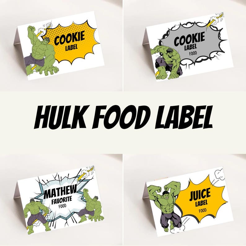 Hulk Labels Hulk Food Label Party Template, Hulk Birthday Party Decor, Super Hero ...