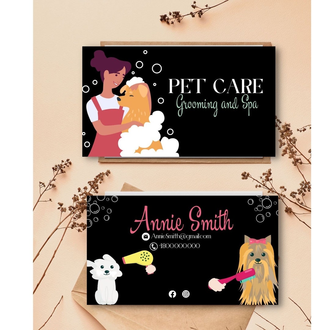 Editable and Printable Pet Grooming and Spa Business Card Etsy