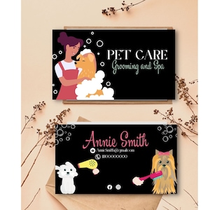 Editable and Printable Pet Grooming and Spa Business card template, Pet Business card, Dog Grooming Business, Pet card, Animal spa card