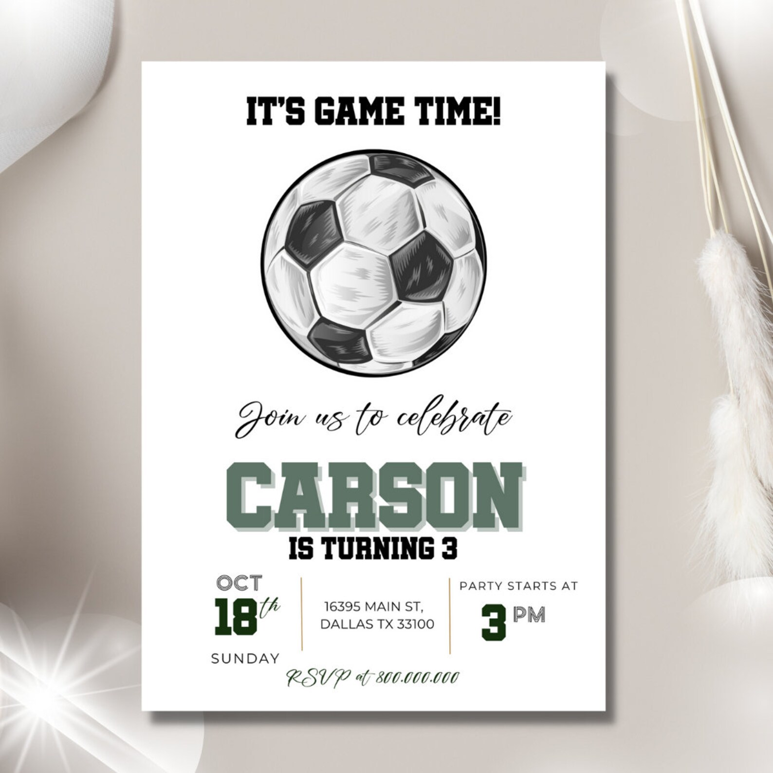 Editable and Printable Soccer Birthday Party Invitation - Etsy