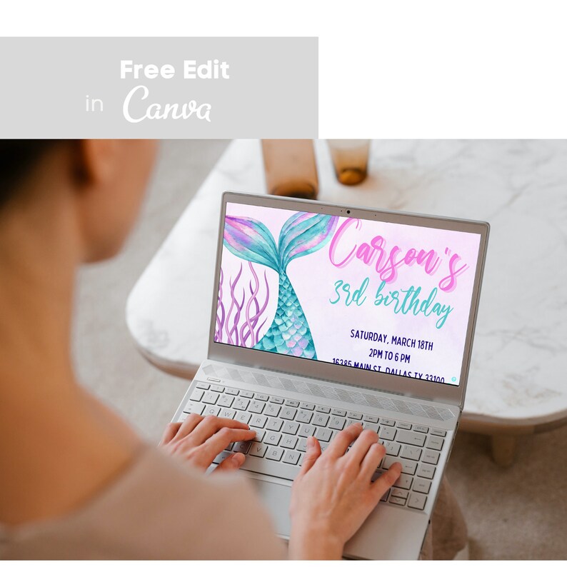 Editable and Printable Mermaid Invitation Template Mermaid - Etsy