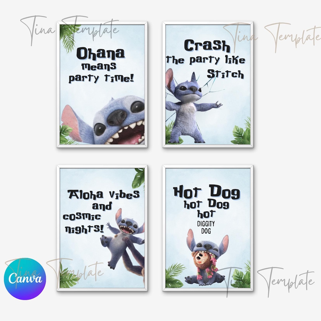 Stich Sign 4 Lilo and Stitch Poster Sign Birthday Template, Stitch Poster Sign ...