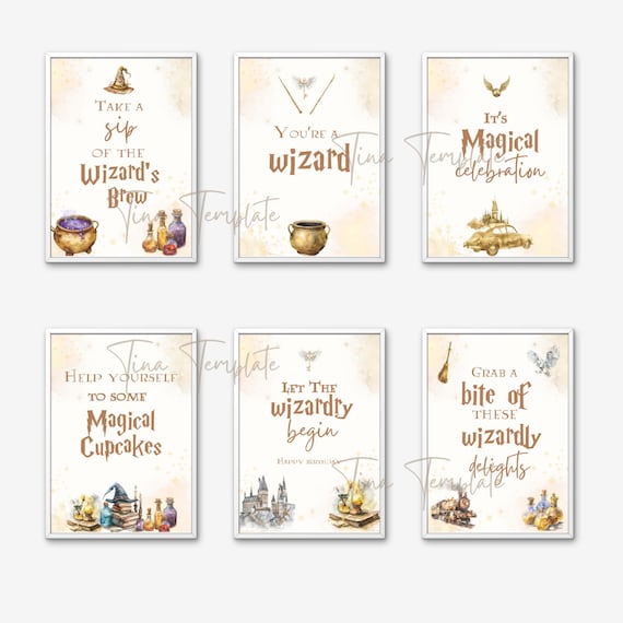 Printable Magical Wizard Birthday Sign, Wizard Party decoration, Witch and Wizard theme Party Signage, birthday decoration Corjl template