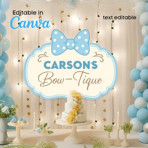 Minnie Blue Bowtique Sign, Minnie Party decoration, Digital Files Minnie party, Minie vintage Party Decoration template, Minnie sign