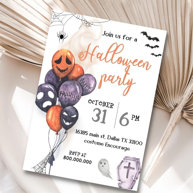 Editable and Printable Halloween Party Invitation Template - Etsy