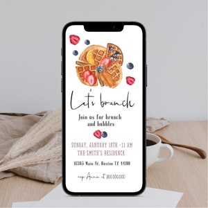 Iphone minimalist and elegant let’s brunch invitation template, editable Text modern Brunch invitation, e text Brunch party instant download