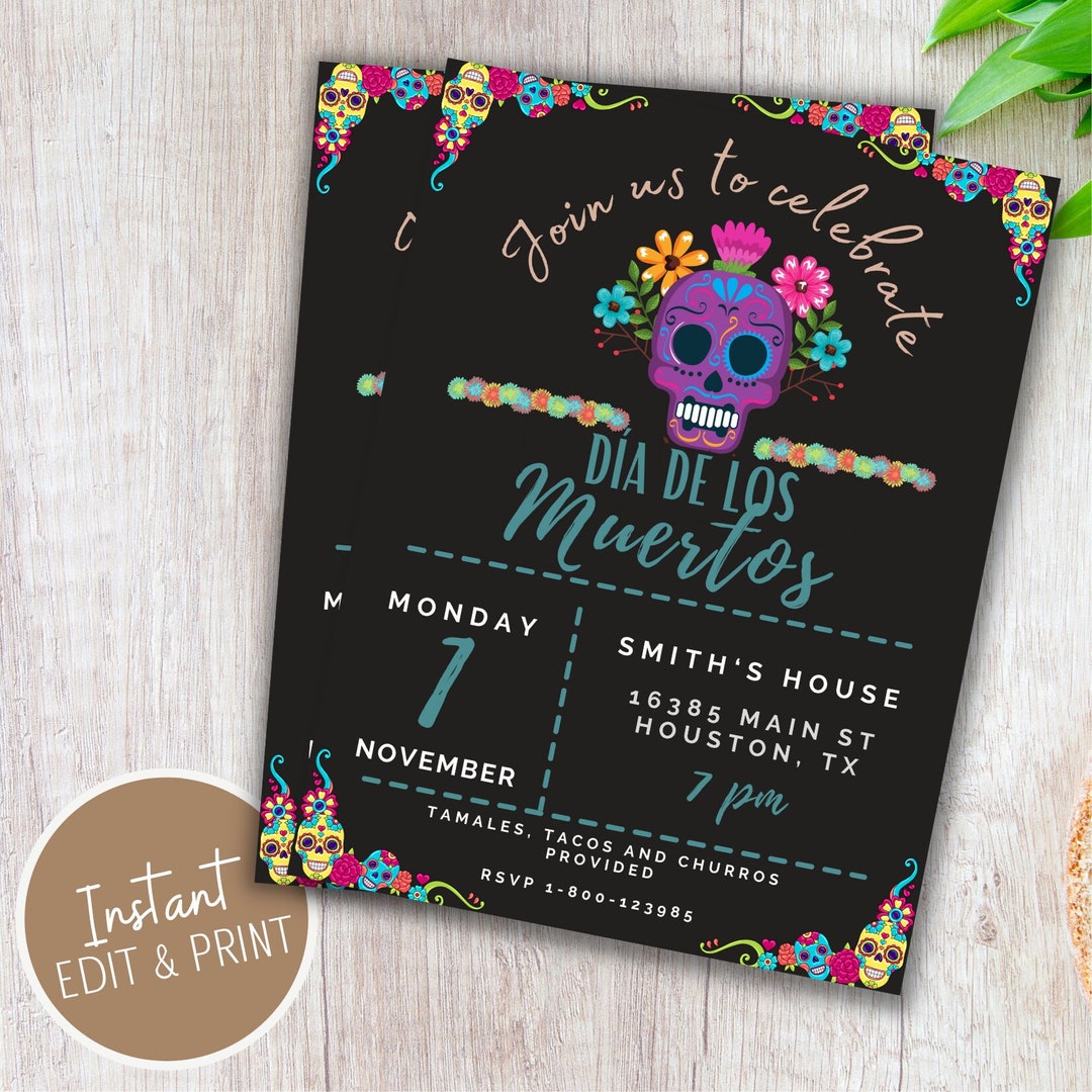 dia-de-muertos-invitation-template-day-of-the-dead-invitation-dia-de-los-muertos-party-digital-party-invitation-etsy