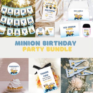 Printable Minion kid birthday party Bundle, Minion birthday party bundle decoration, Minion themed any age birthday party, Minion decor