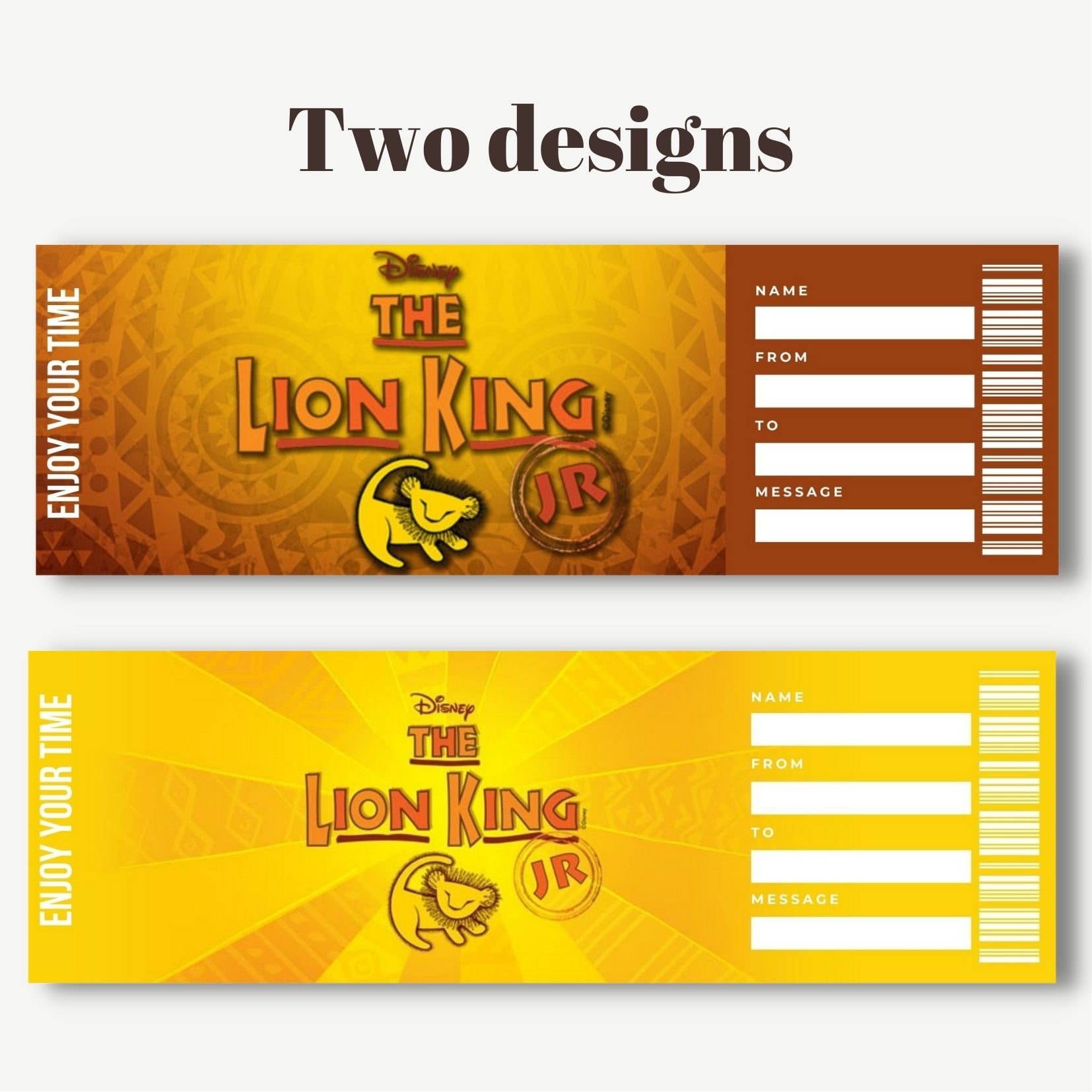 Printable Lion King Jr Surprise Ticket Editable Broadway | Etsy