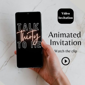 editable Electronic 30th Birthday video invitation template, Iphone video invite for her, talk thirty to me neon light birthday, women party