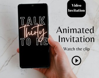 editable Electronic 30th Birthday video invitation template, Iphone video invite for her, talk thirty to me neon light birthday, women party