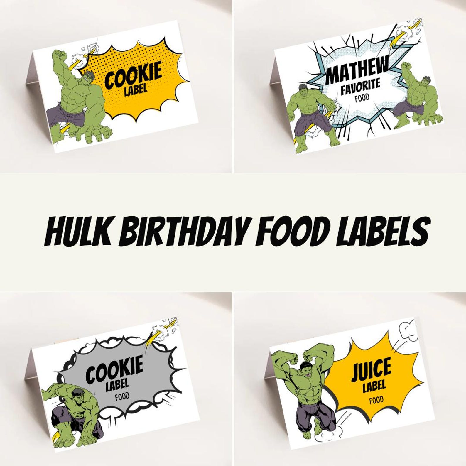 Hulk Labels Printable Hulk Food Label Party Template, Hulk Birthday Party Decor ...